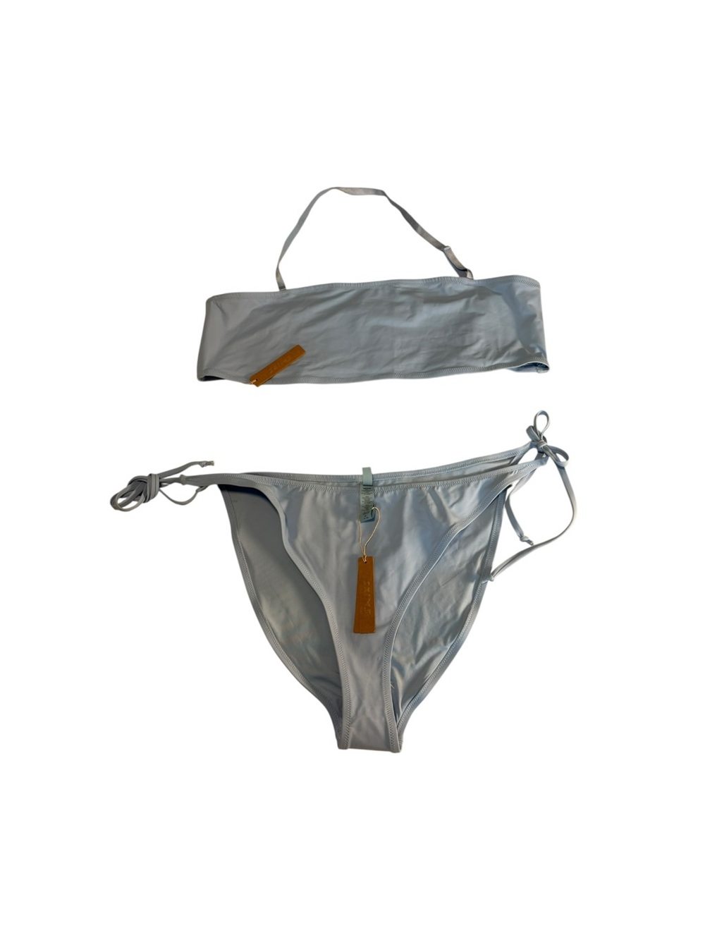 SKIMS Recycled Swim Bikini Set 4X Iris Blue Bandeau Dipped Tie Bottom NWT